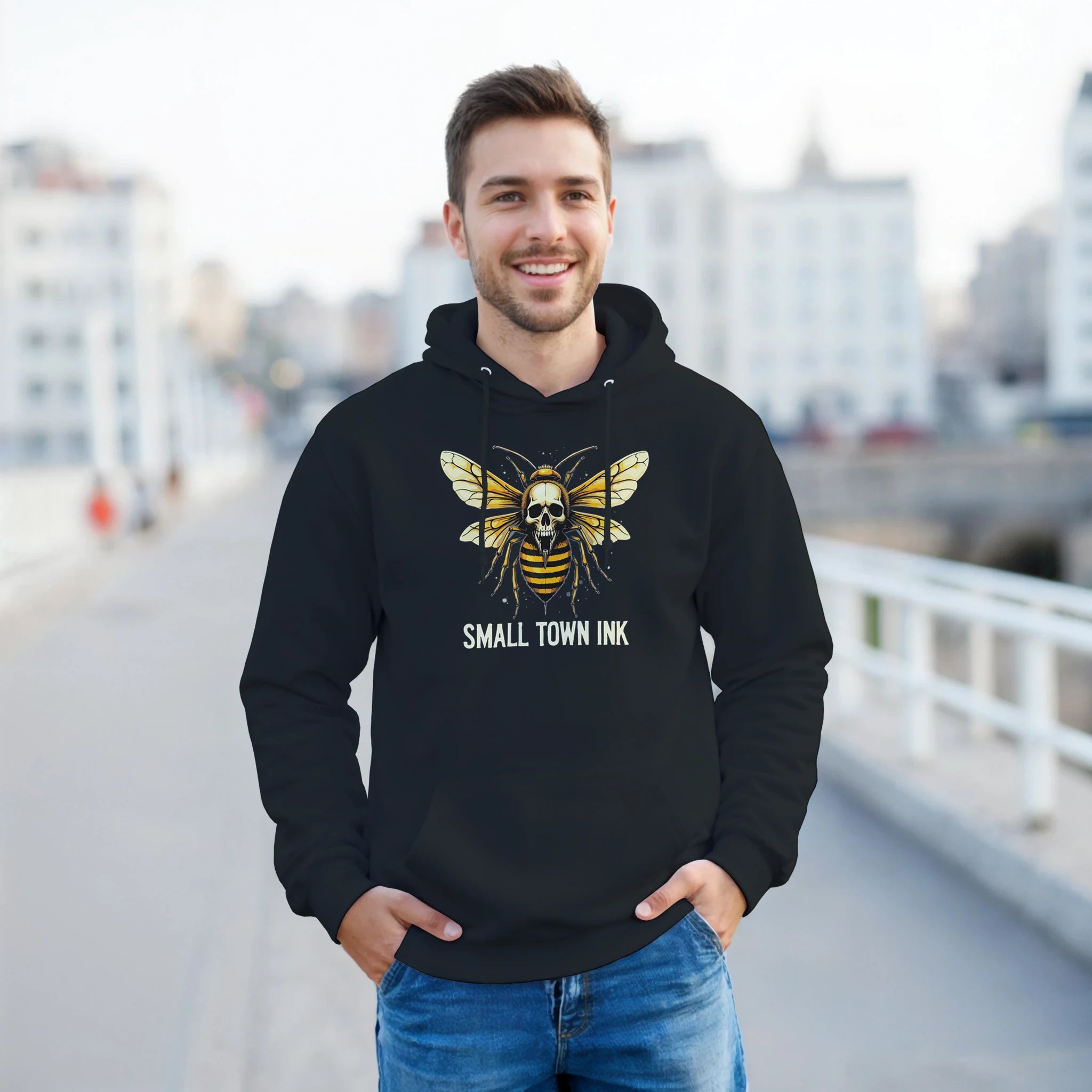Bee with Skull - Heavy Blend Comfort Wear Hoodie - Small Town Ink AZ - bold, fearless design