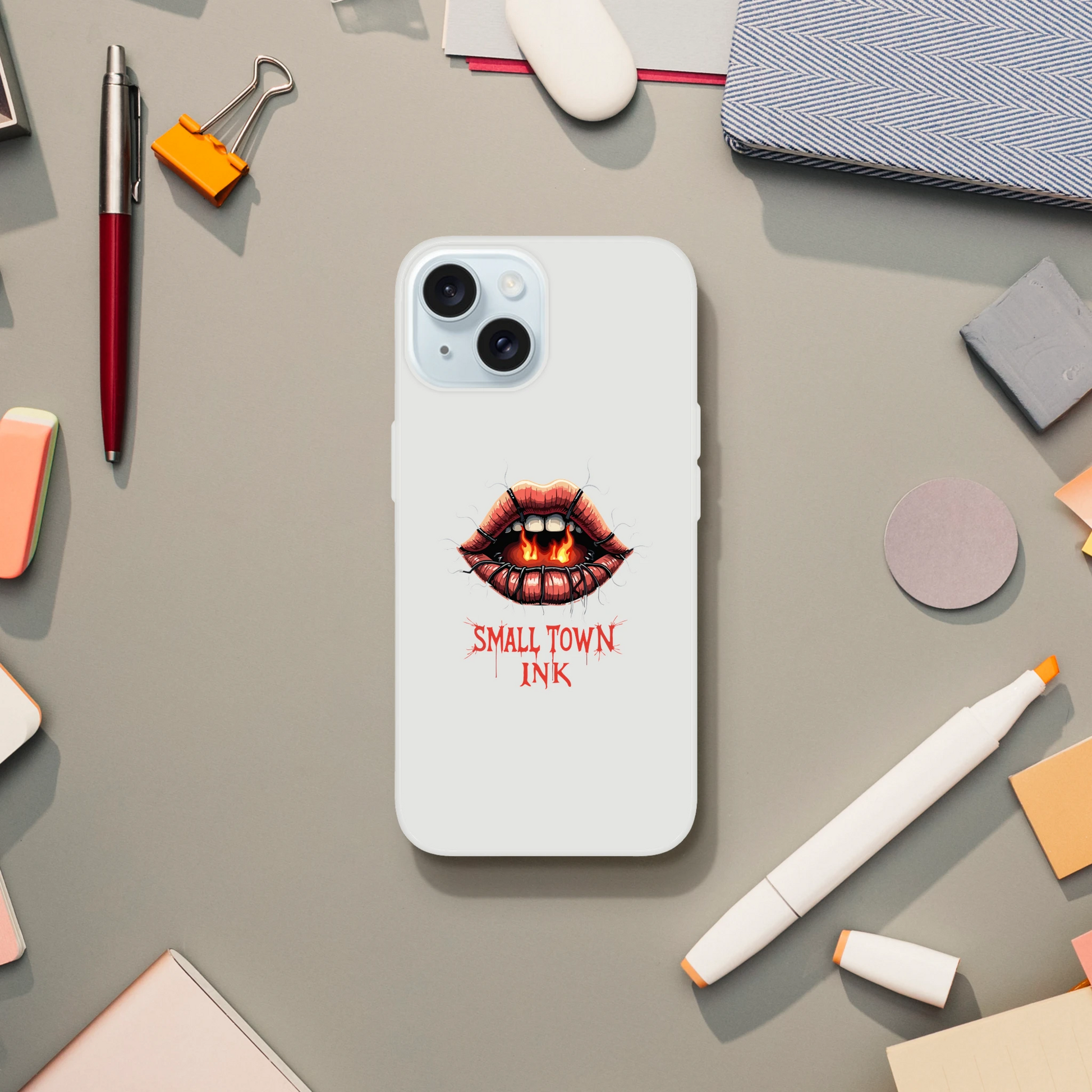 Iphone Flexi case - Small Town Ink AZ - bold, fearless design