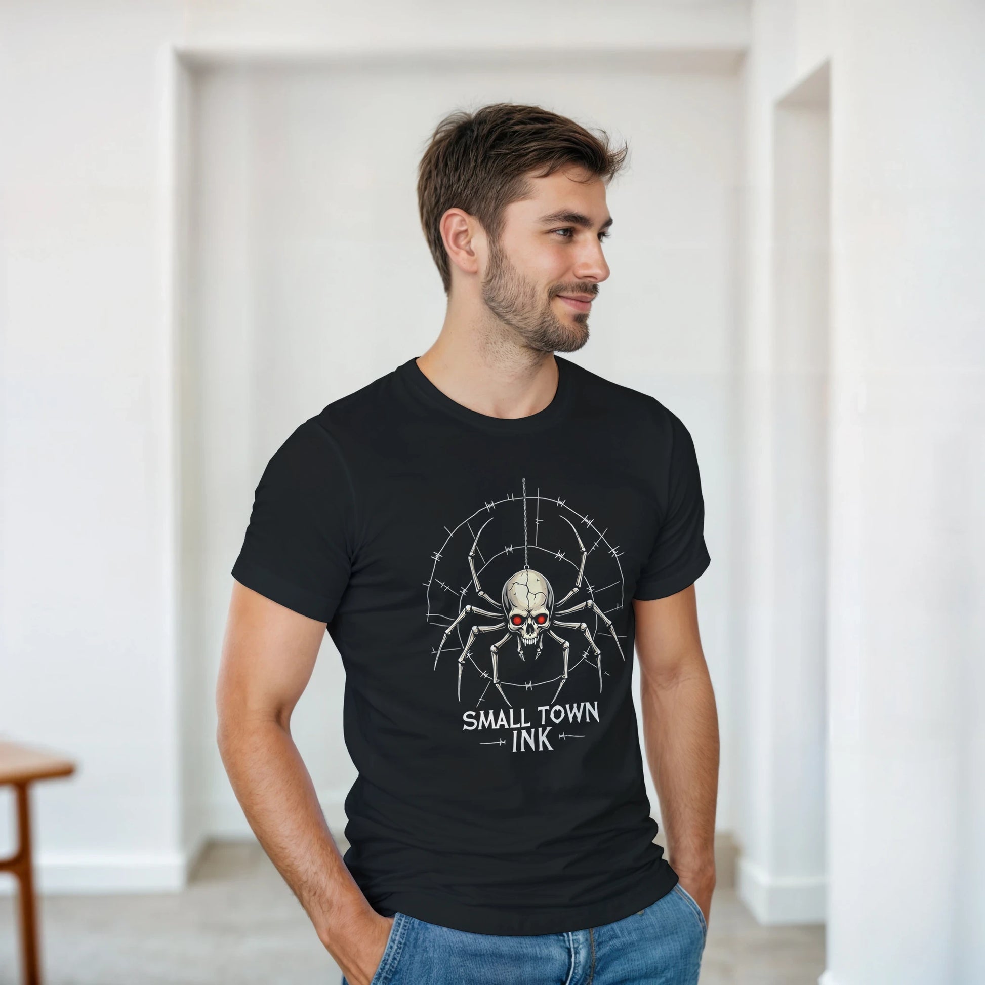 Spider Skull - Unisex Crewneck T-shirt | Gildan® 5000 - Small Town Ink AZ - bold, fearless design
