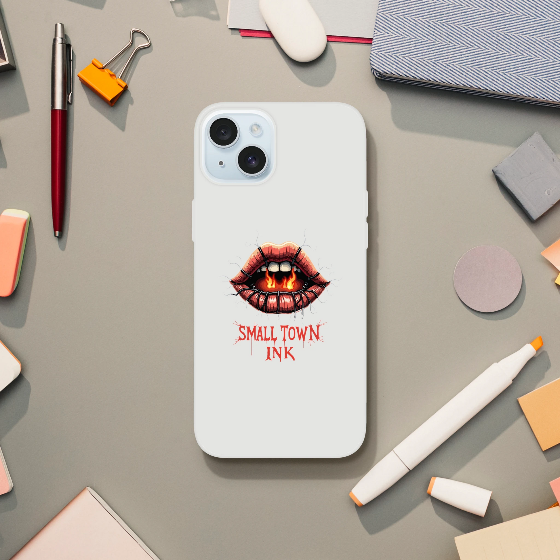 Iphone Flexi case - Small Town Ink AZ - bold, fearless design