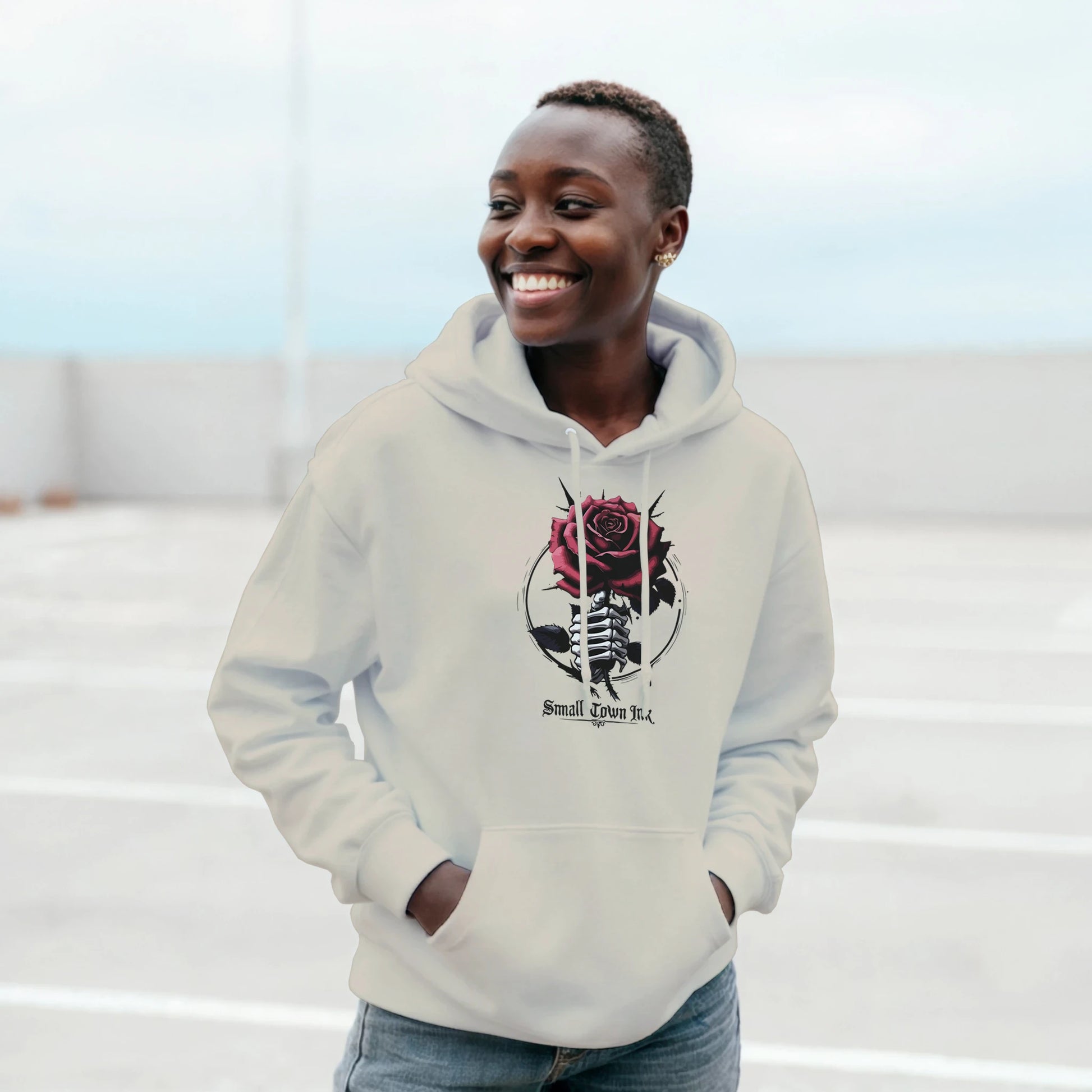 Skeleton Rose - Heavy Blend Comfort Wear - Small Town Ink AZ - bold, fearless design