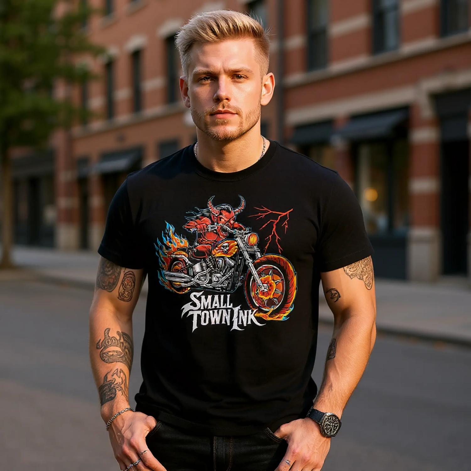 Flame Rider - Unisex Crewneck T-shirt | Gildan® 5000 - Small Town Ink AZ - bold, fearless design