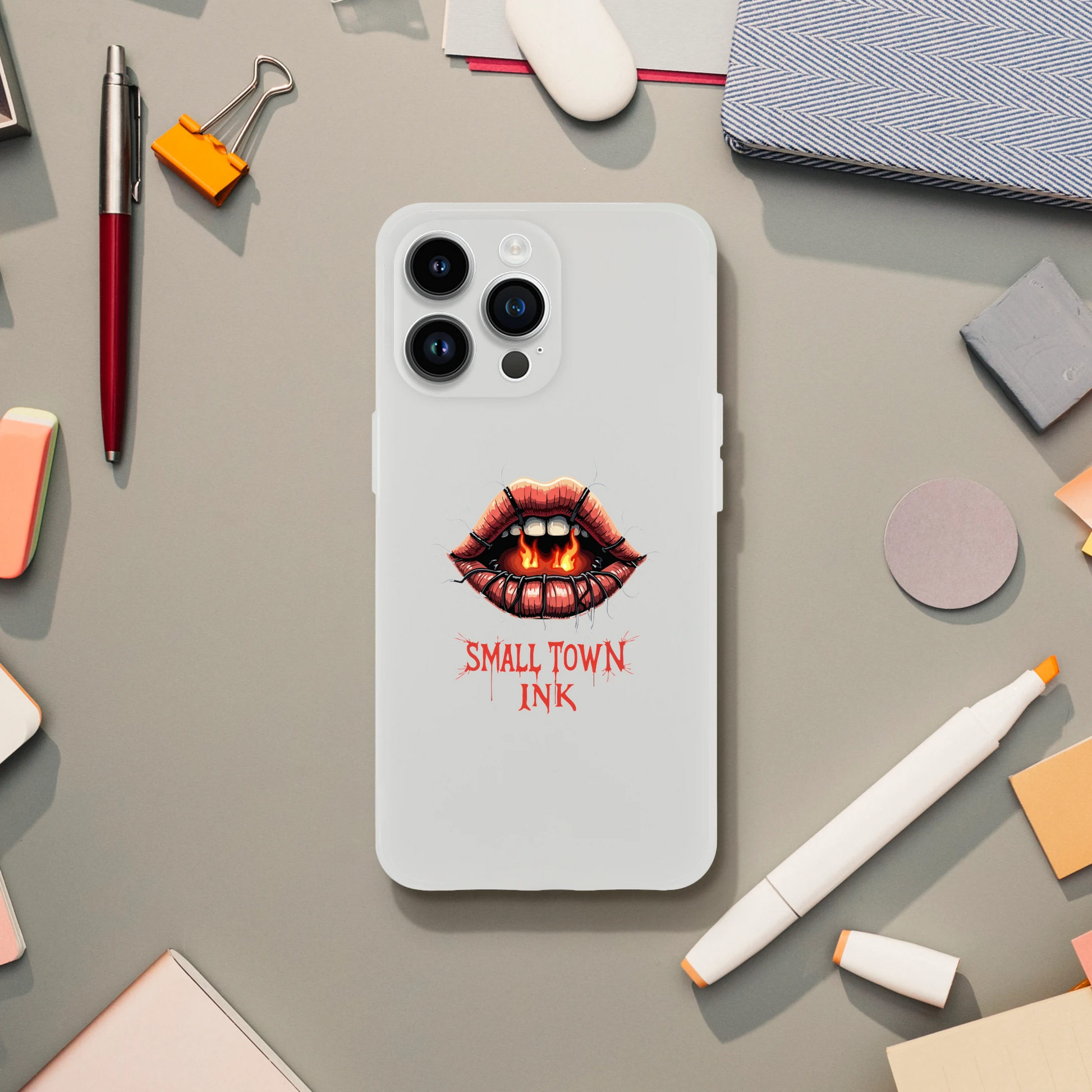 Iphone Flexi case - Small Town Ink AZ - bold, fearless design