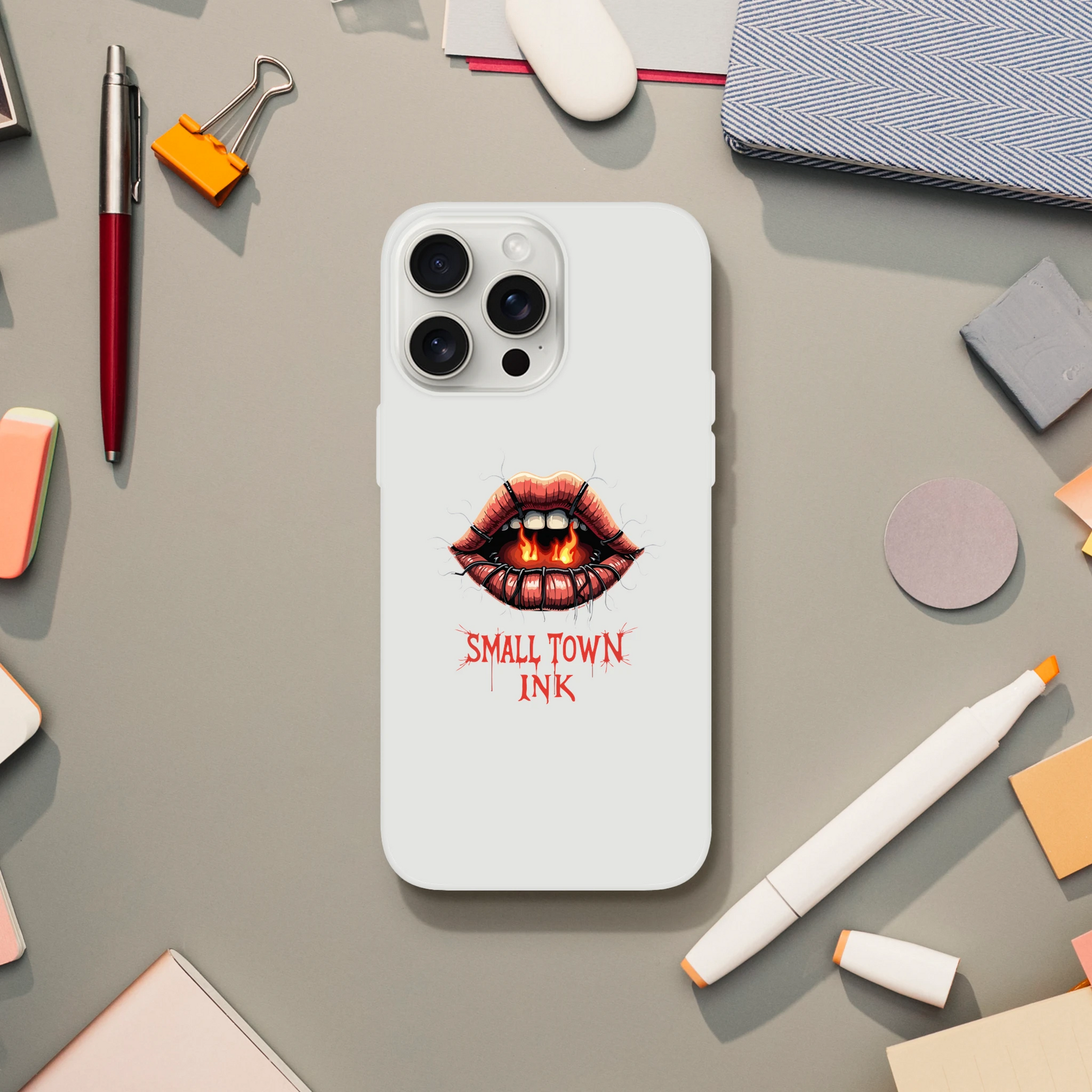 Iphone Flexi case - Small Town Ink AZ - bold, fearless design