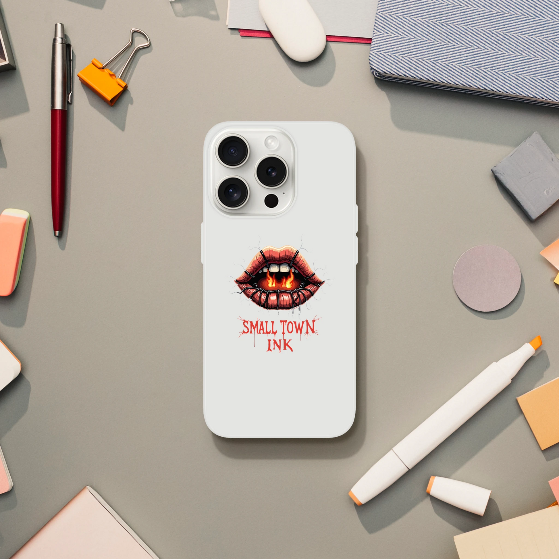 Iphone Flexi case - Small Town Ink AZ - bold, fearless design