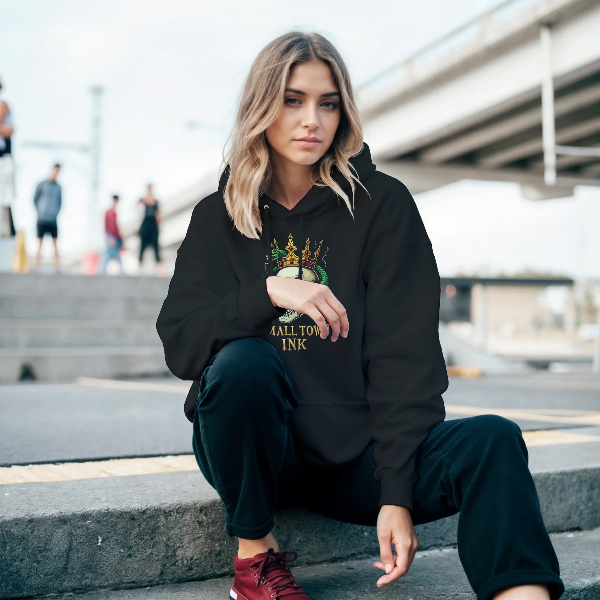 Skull and Quill - Heavy Blend Comfort Wear Hoodie - Small Town Ink AZ - bold, fearless design