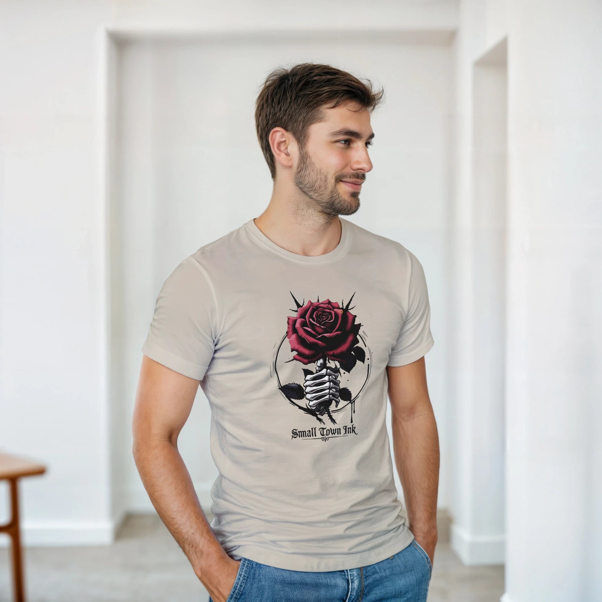 Skeleton Rose - Unisex Crewneck T-shirt | Gildan® 5000 - Small Town Ink AZ - bold, fearless design