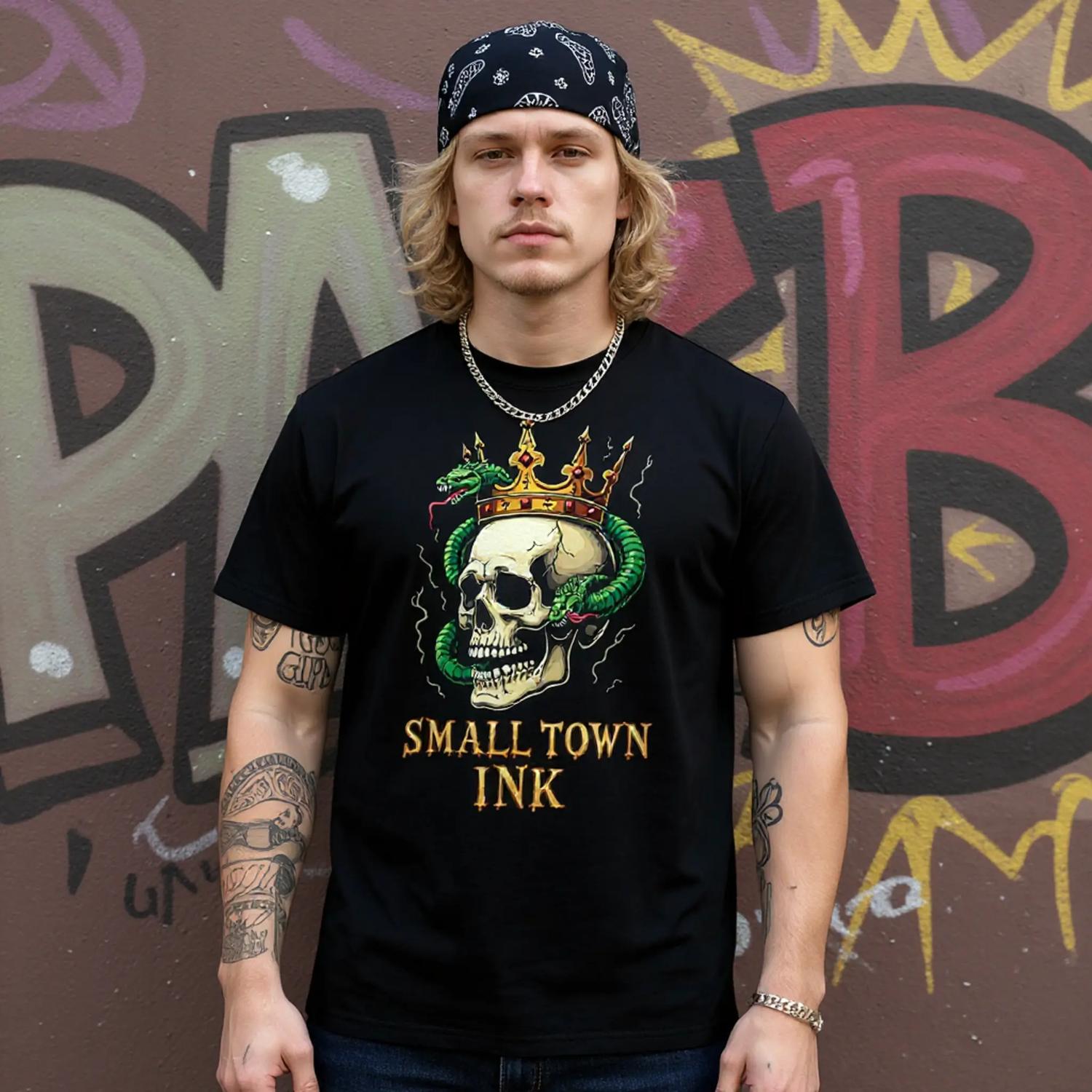 Skull and Quill - Unisex Crewneck T-shirt | Gildan® 5000 - Small Town Ink AZ - bold, fearless design