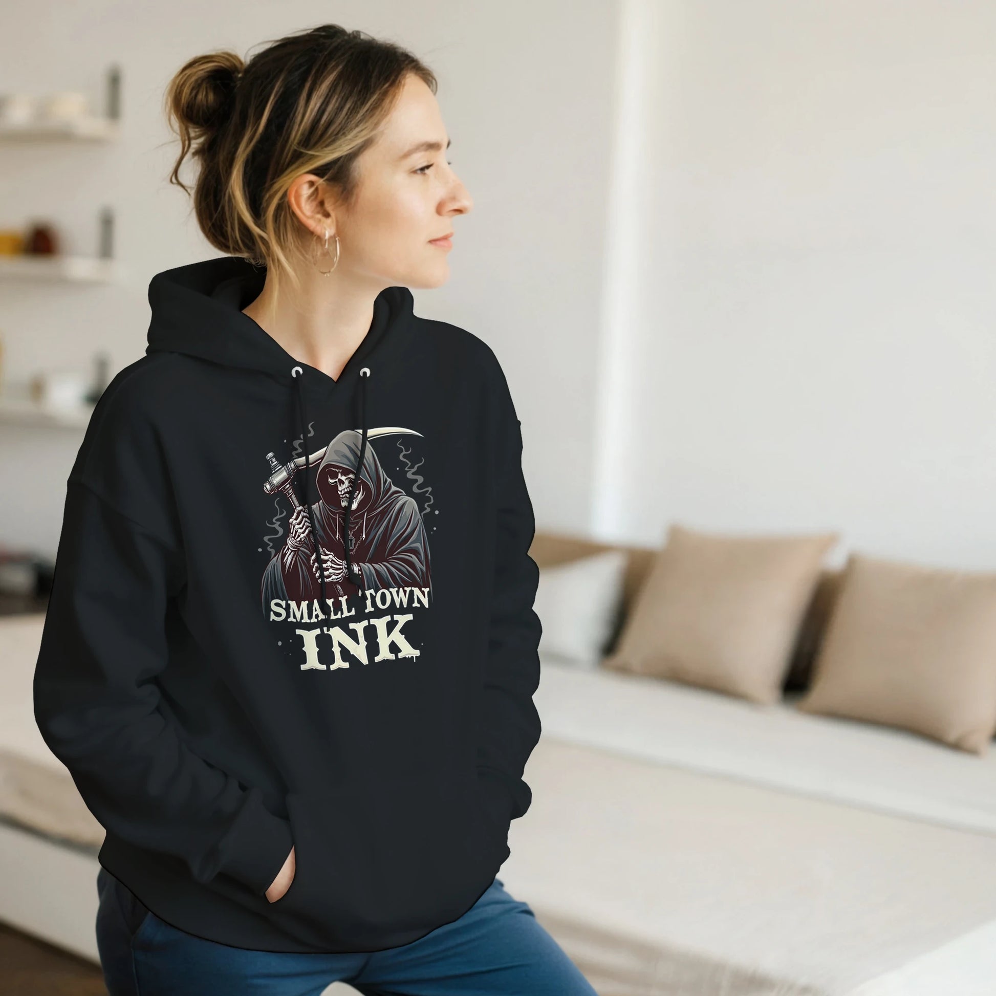 Reaper's Ink - Heavy Blend Comfort Wear Hoodie - Small Town Ink AZ - bold, fearless design