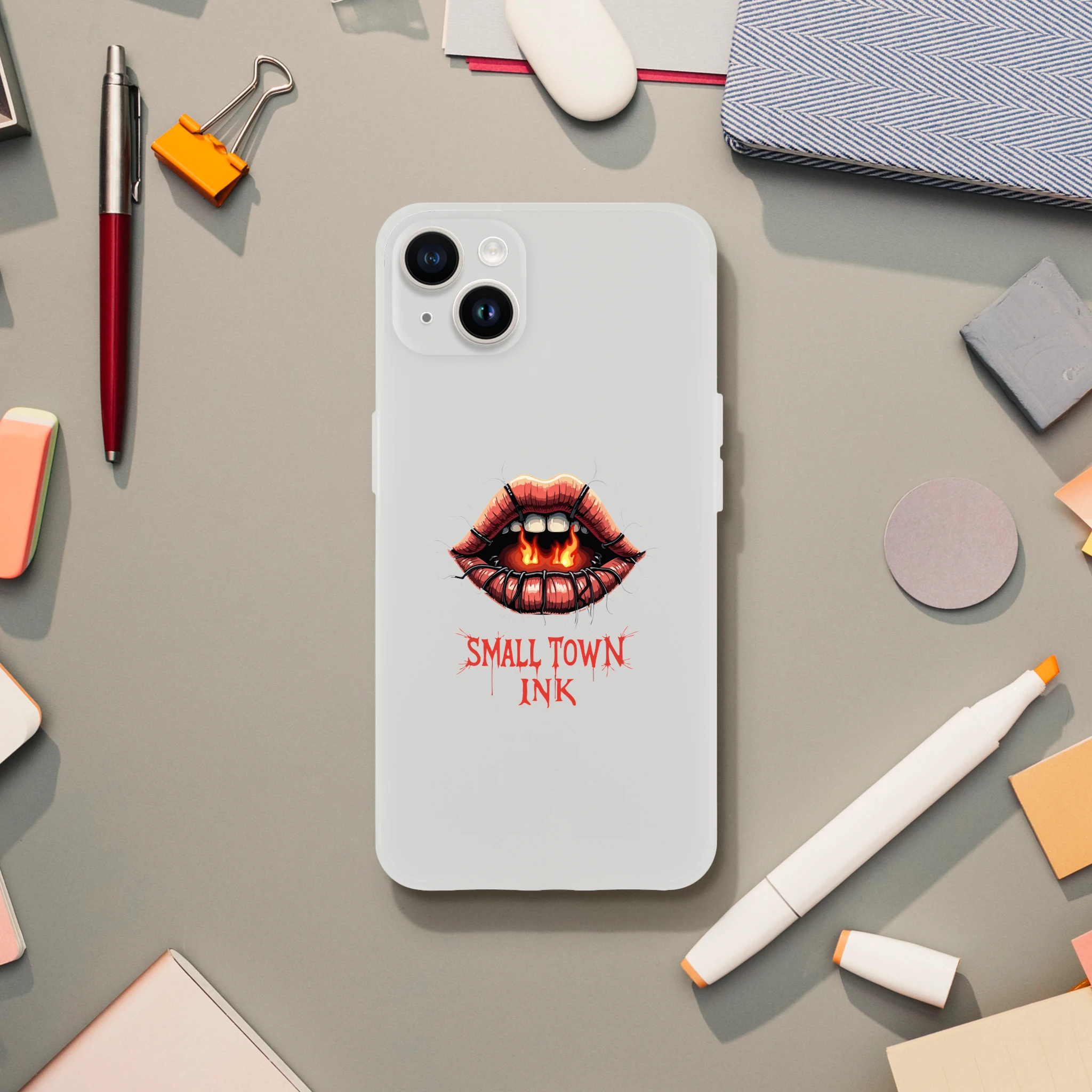 Iphone Flexi case - Small Town Ink AZ - bold, fearless design
