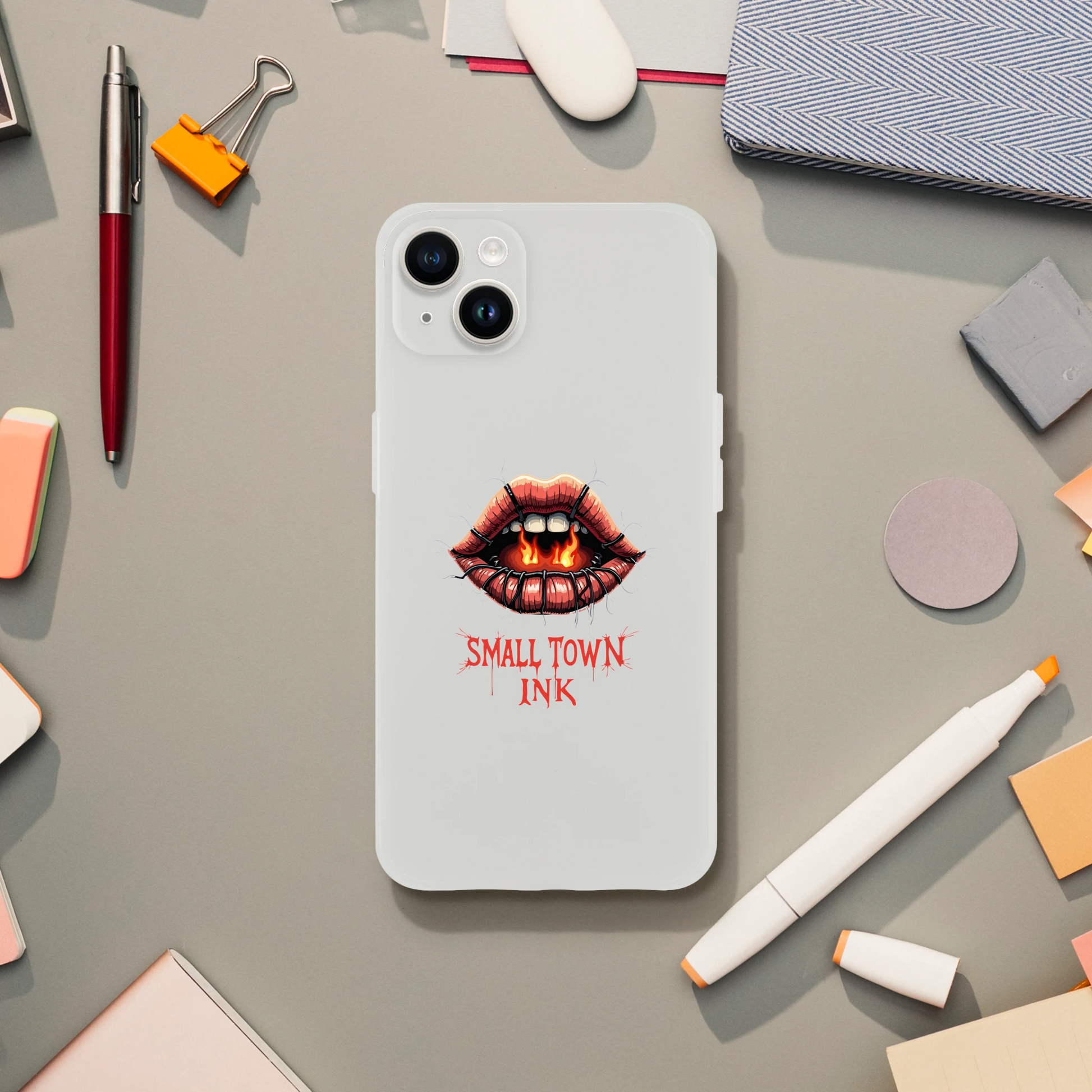 Iphone Flexi case - Small Town Ink AZ - bold, fearless design